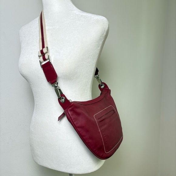 LAZARO Vintage Sporty Leather Shoulder Bag Stripe Strap Made in Argentina - Picture 2 of 16